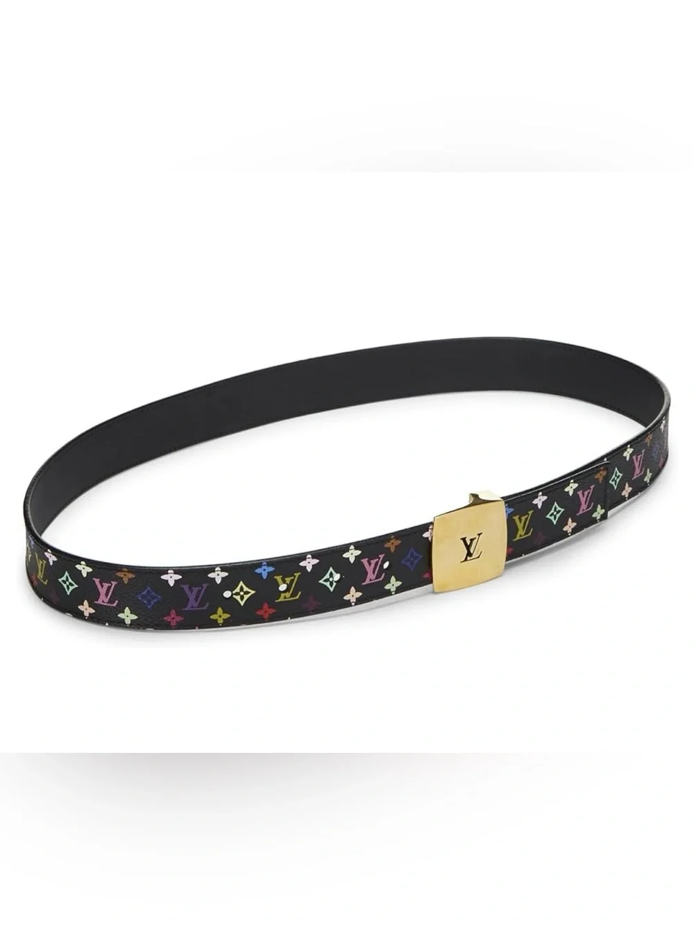 Louis Vuitton Takashi Murakami x LV Black Monogram Multicolore belt with COA